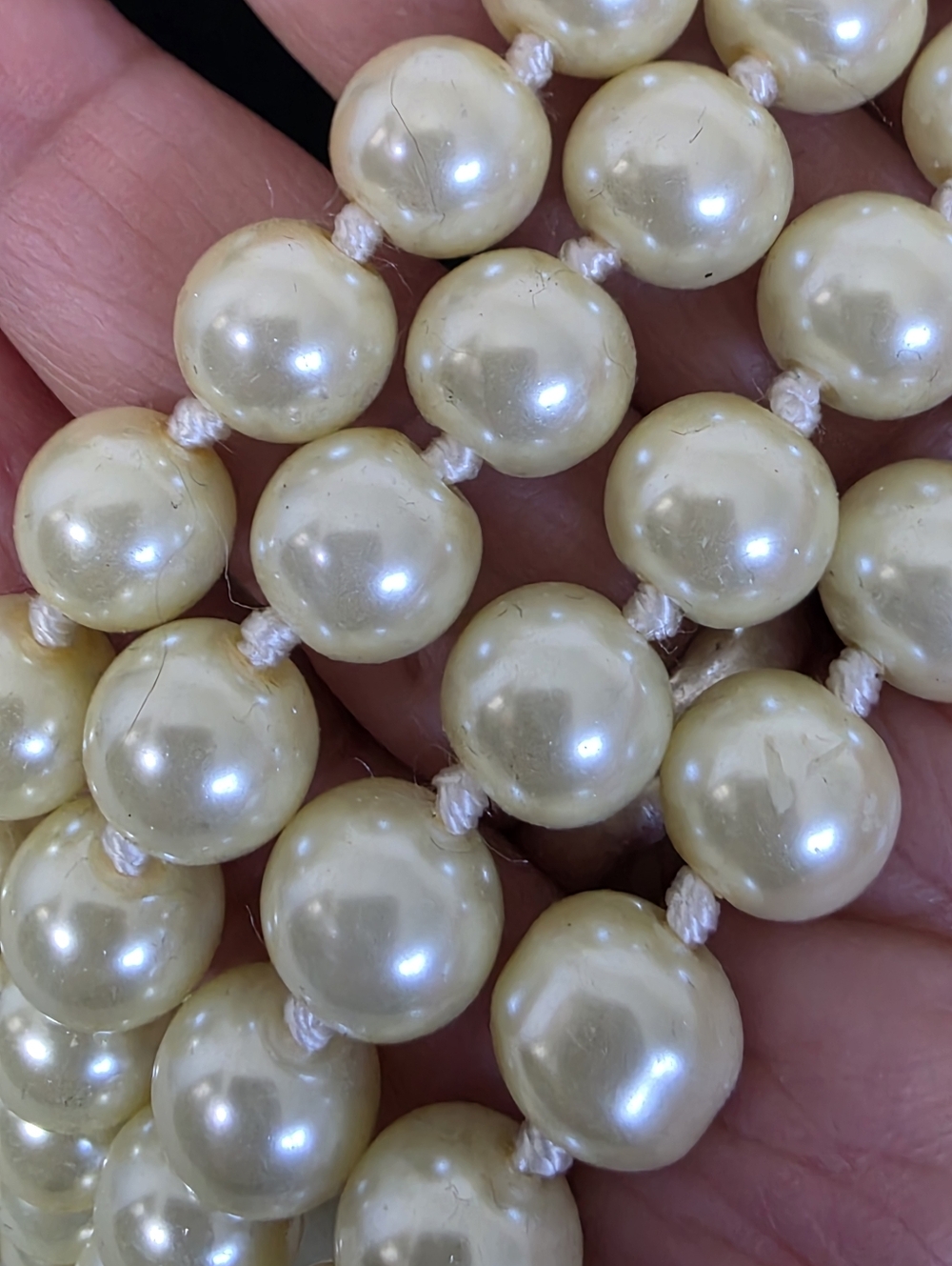 Long 90' Ivory Glass Pearl Necklace And Earrings Set - Picture 5 of 10